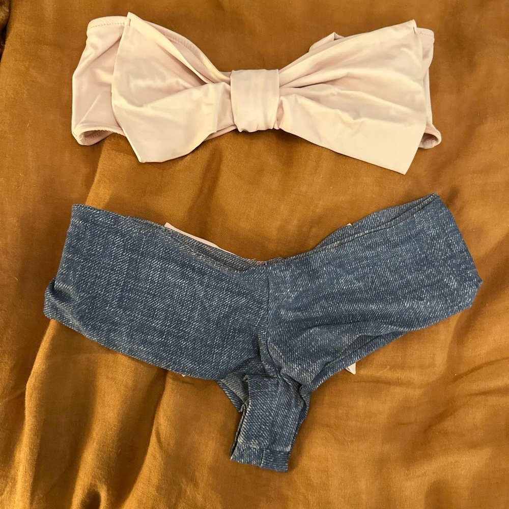 Lolli Pink Bow and Blue Kids Shorts